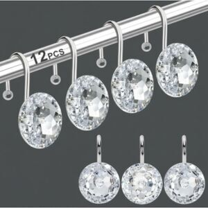 Shower Curtain Hooks Rings for Bathroom Rhinestones Rings Hangers Clothing Towel